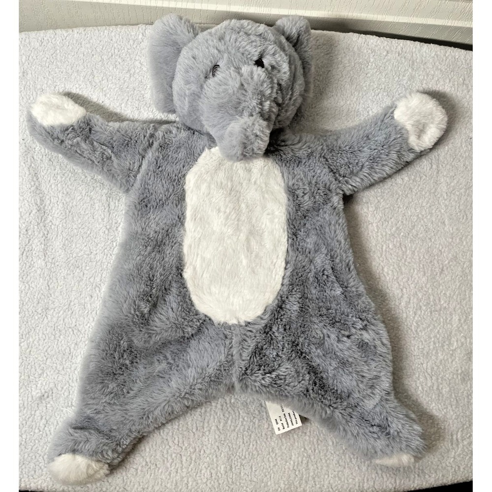 Kellytoy Plush Elephant Baby Play Mat Grey White Faux Fur Security Blanket Soft